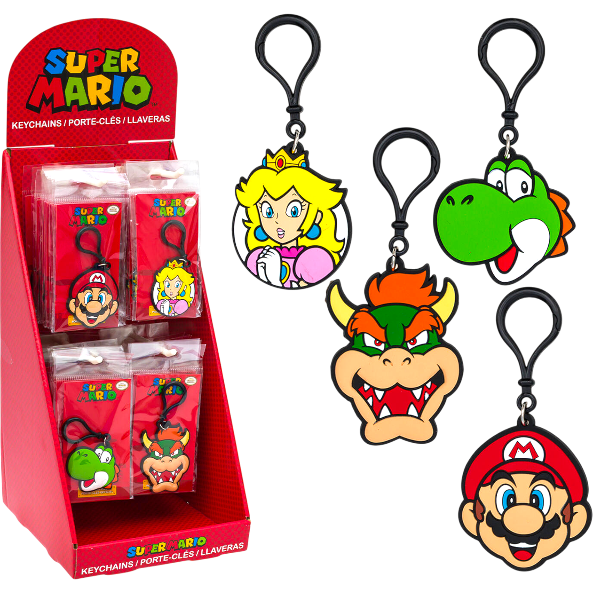 Super Mario Bros. Keychain Display 48 Count | Cow Crack Wholesale