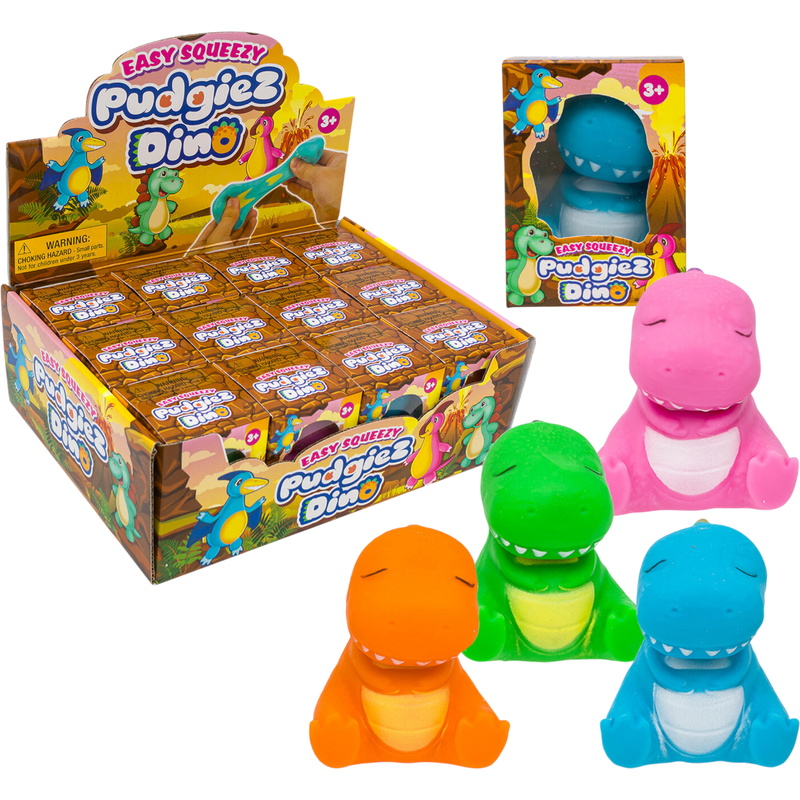 Easy Squeezy Dino Pudgies Squishy Toy 12 Count