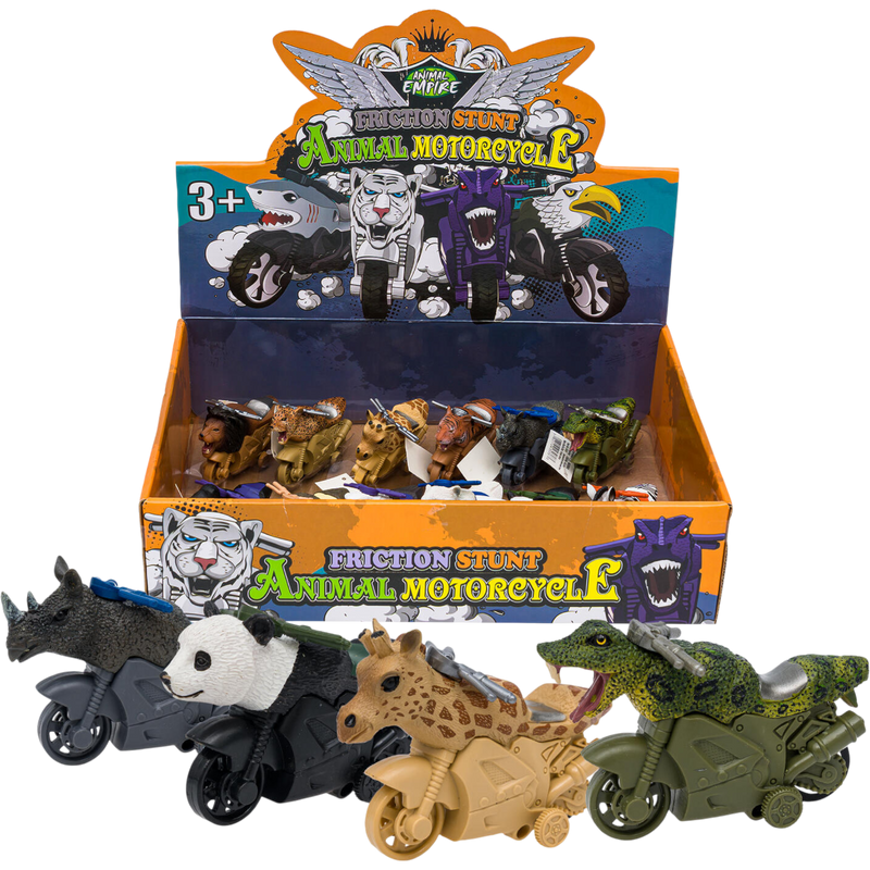 Animal Empire Friction Stunt Animal Motorcycle 12 Count