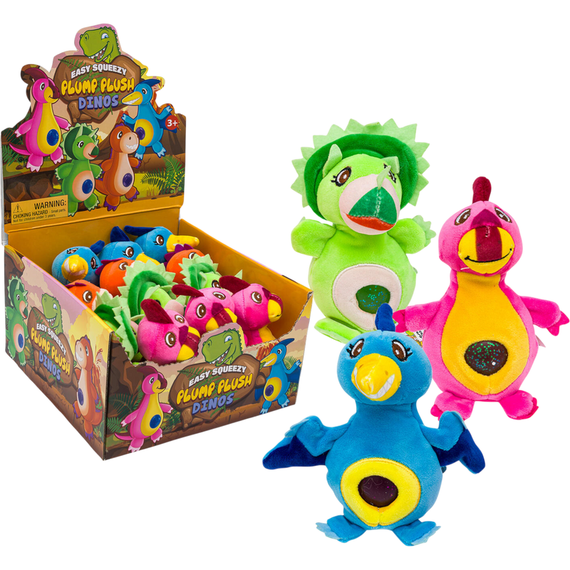 Easy Squeezy Plump Plush Dinos Squeezable Toy 12 Count