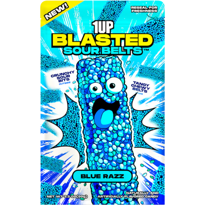 1UP Blasted Blue Razz Sour Belt | Cow Crack Wholesale