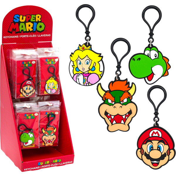 Super Mario Bros. Keychain Display 48 Count | Cow Crack Wholesale