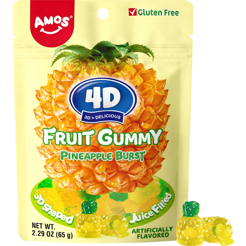 Amos 4D Pineapple Burst Gummy 12 Count