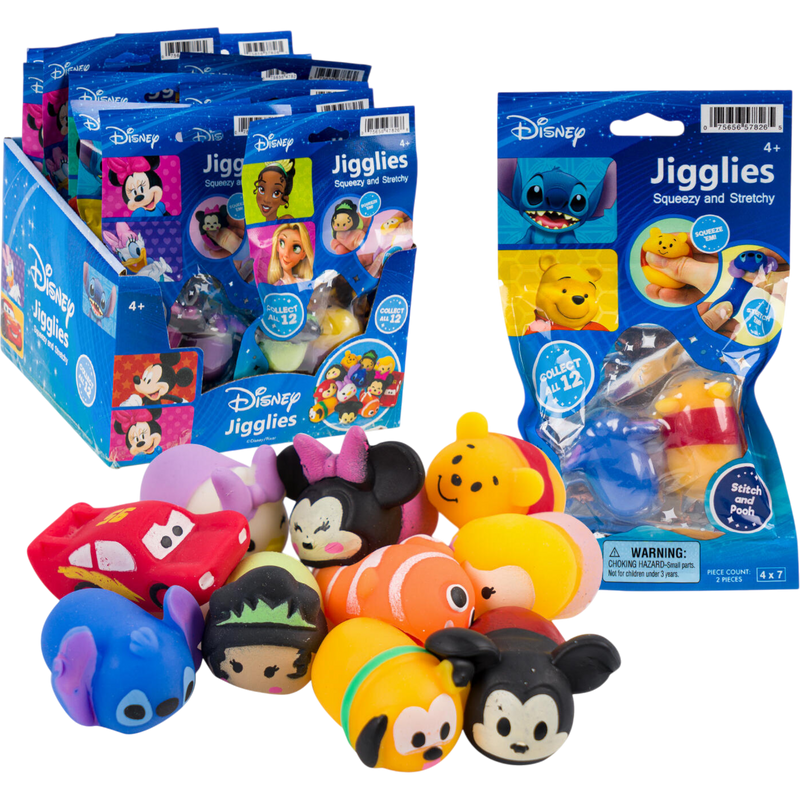 Disney Jigglies Squeezy and Stretchy Toys 24 Count
