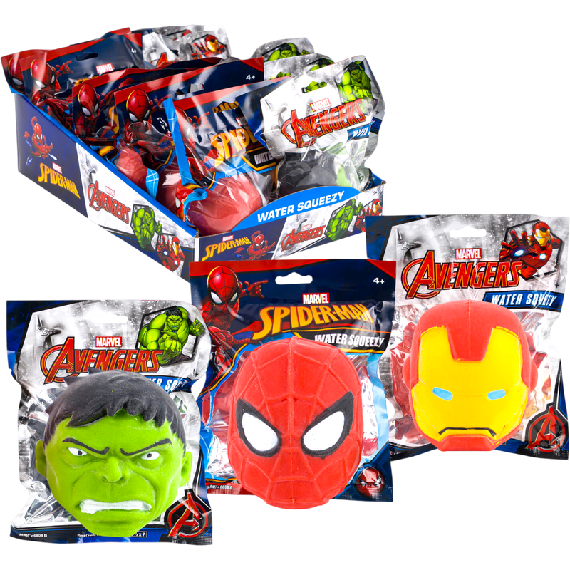 Marvel Avengers and Spider-Man Water Squeezy Toy Assorted Characters 12 Count