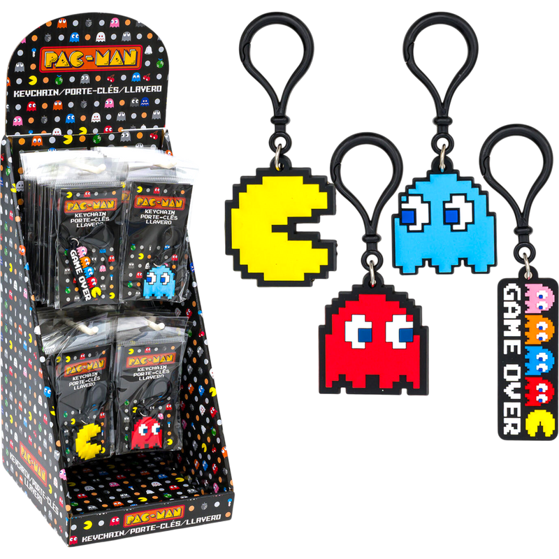 Pac-Man Keychain Display 48 Count | Cow Crack Wholesale