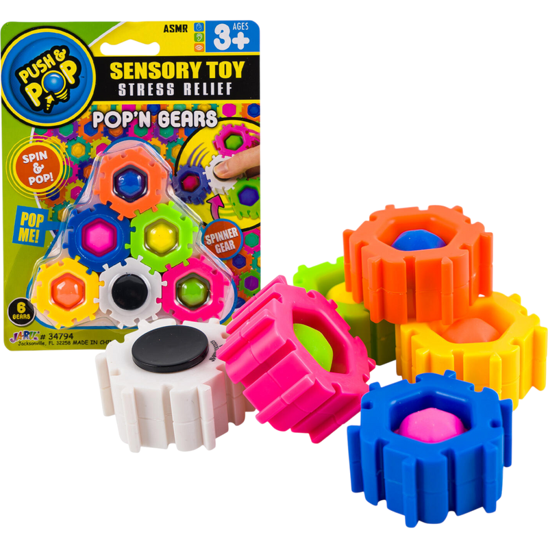 Push & Pop Pop 'N Gears Sensory Toy 6 Count