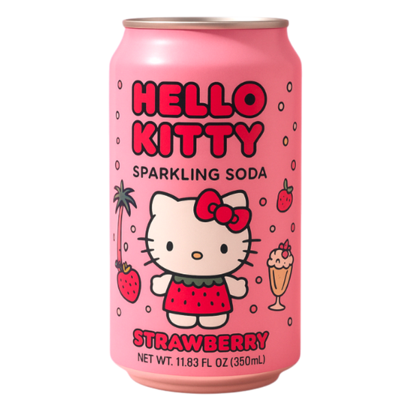 Hello Kitty Strawberry Sparkling Soda 24 Count | Cow Crack Wholesale