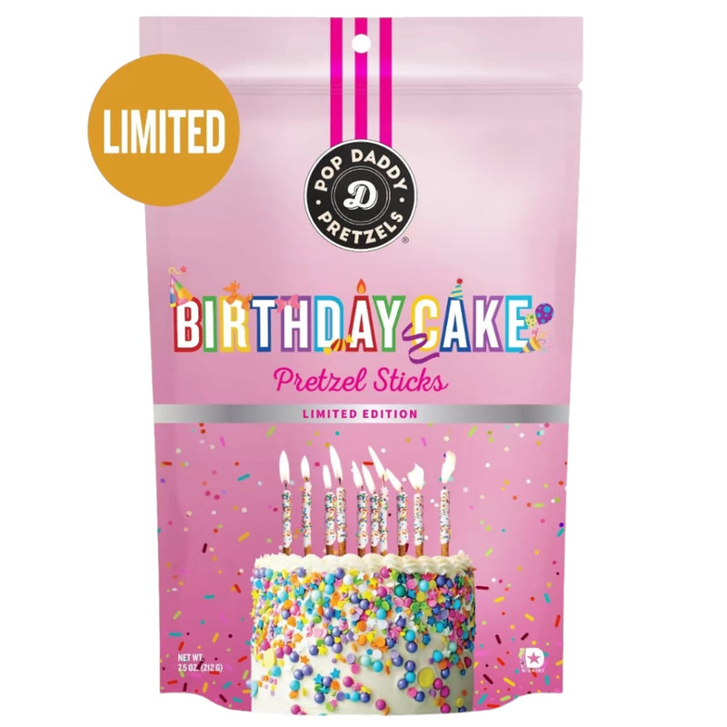 Pop Daddy Birthday Cake Limited Edition Pretzel Sticks 7.5 OZ