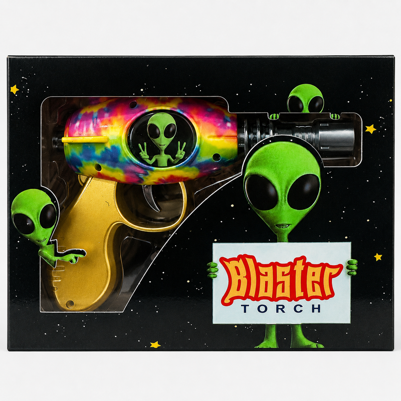 Techno Alien Raygun Tie Dye Torch Lighter 6 Count | Cow Crack Wholesale