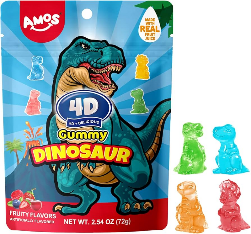 Amos 4D Gummy Dinosaur 12 Count