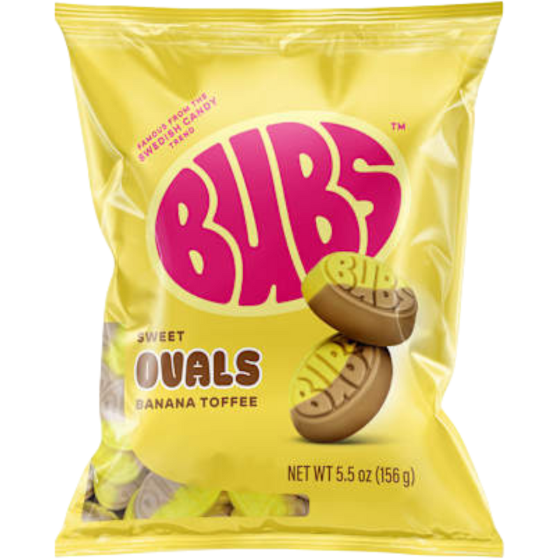 Bubs Ovals Banana Toffee Swedish Candy 8 Count