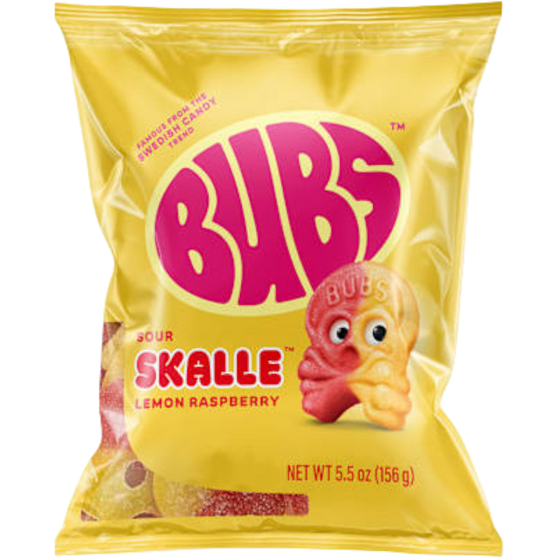 Bubs Sour Skalle Lemon Rasbperry Swedish Candy 8 Count
