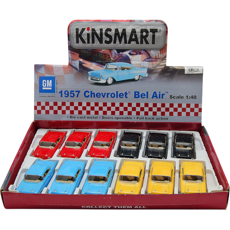 Kinsmart Chevrolet 1957 Bel-Air Hard Top Diecast 1/40 Scale 12 Count
