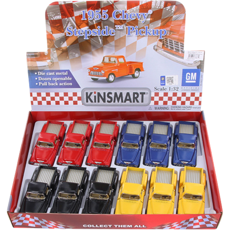 Kinsmart Chevrolet 1955 Stepside Pickup Diecast 1/32 Scale 12 Count
