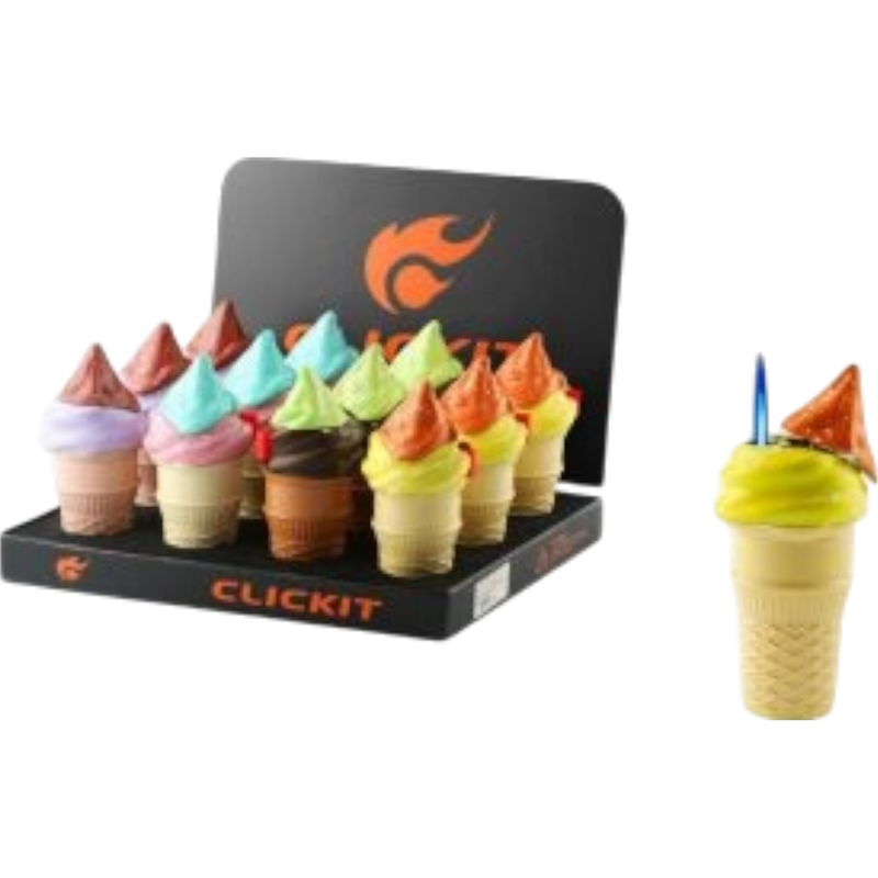 Clickit Torch Lighter Ice Cream Cone 12 Count