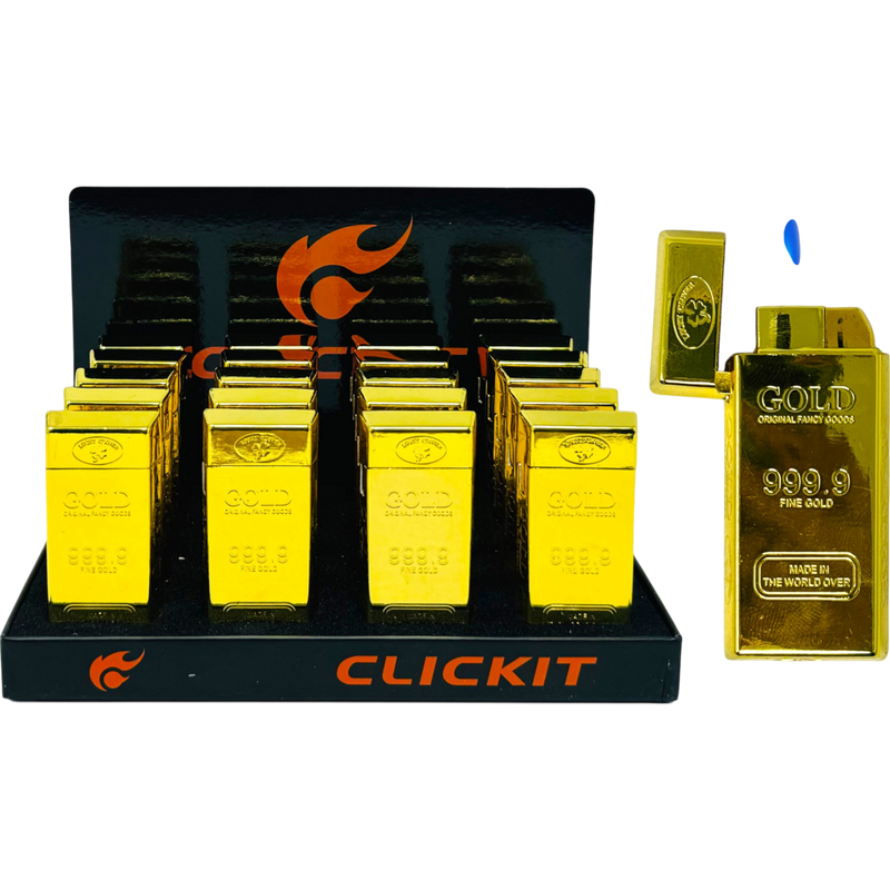 Clickit Torch Lighter Gold Bar 20 Count
