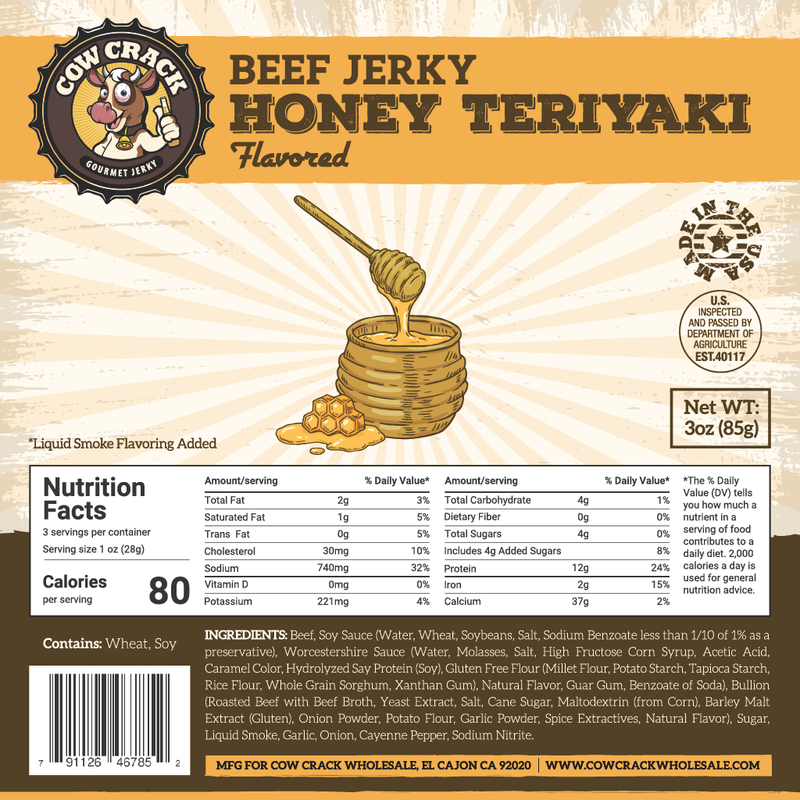 Cow Crack Honey Teriyaki Beef Jerky 3 oz