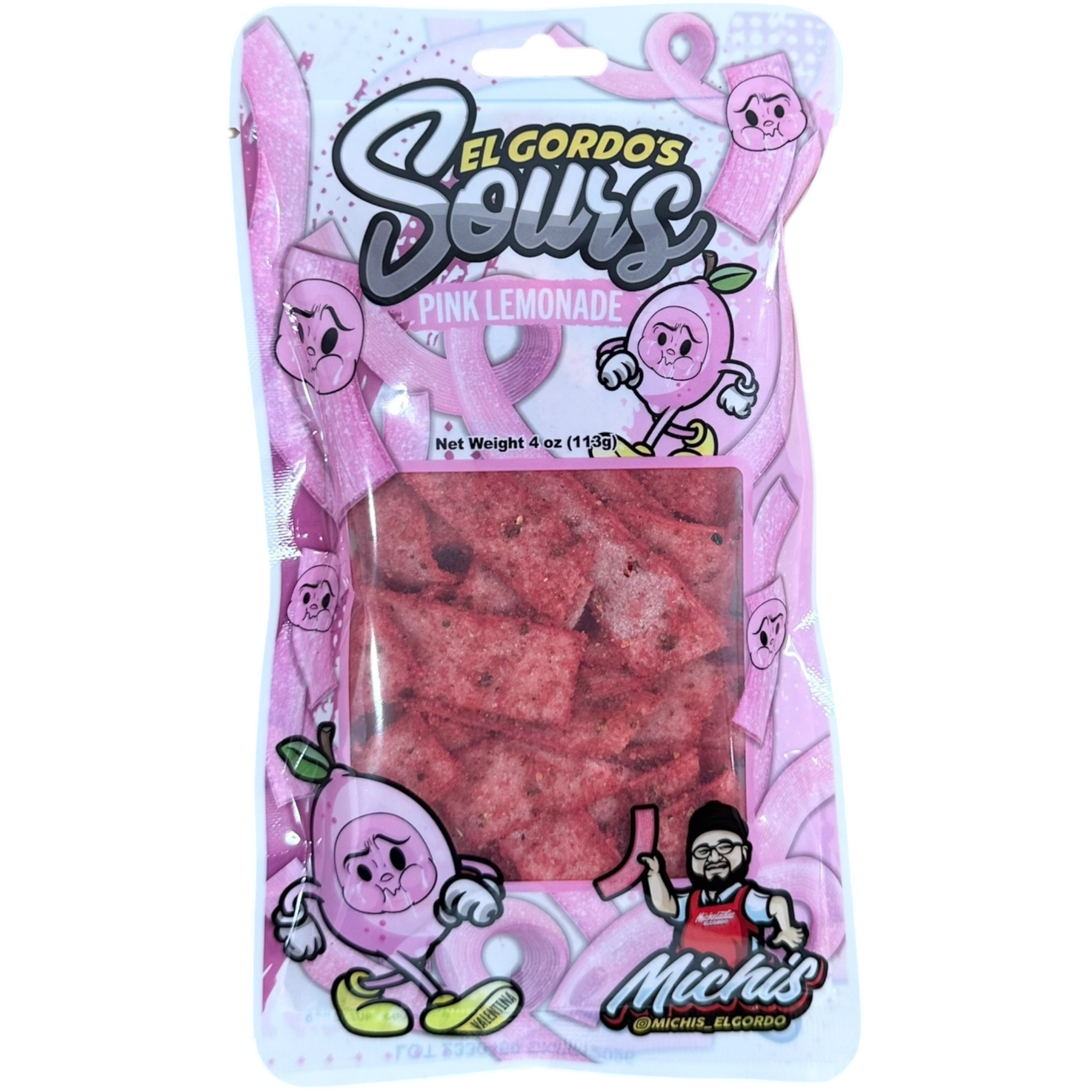 El Gordo Pink Lemonade Chamoy Sours 4 oz | Cow Crack Wholesale