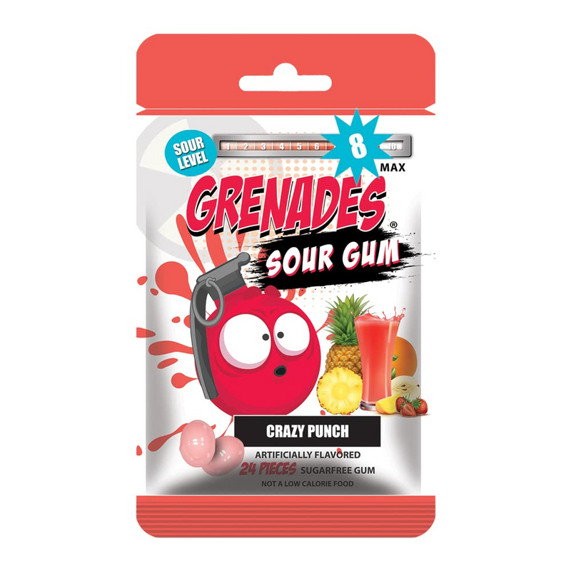 Grenades Sour Gum Crazy Punch 30 Count Bag