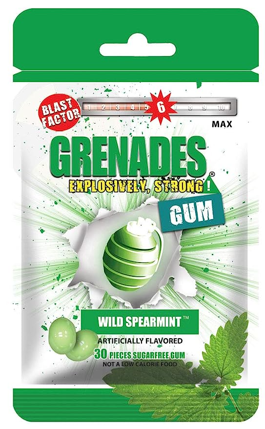 Grenades Gum Wild Spearmint 30 Count Bag
