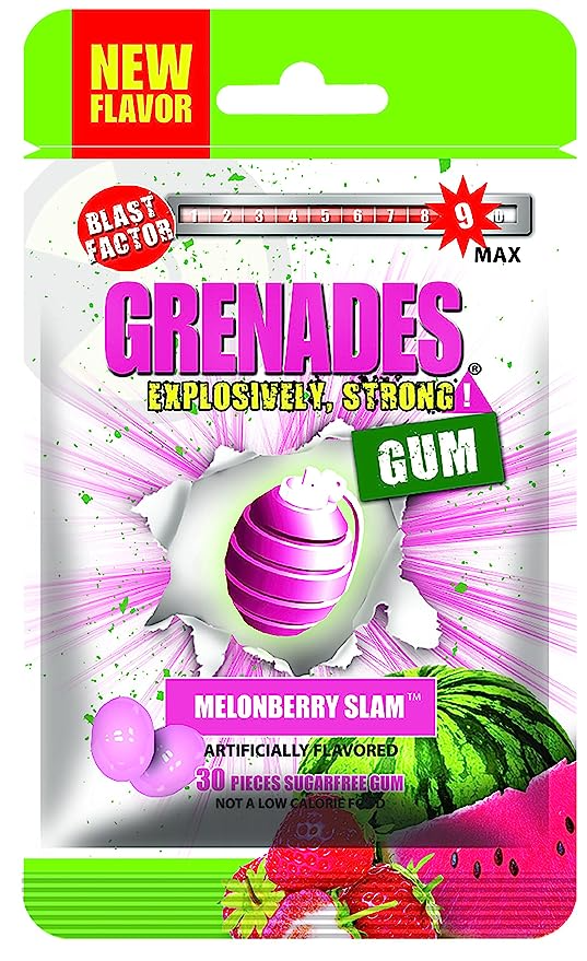Grenades Gum MelonBerry Slam 30 Count Bag