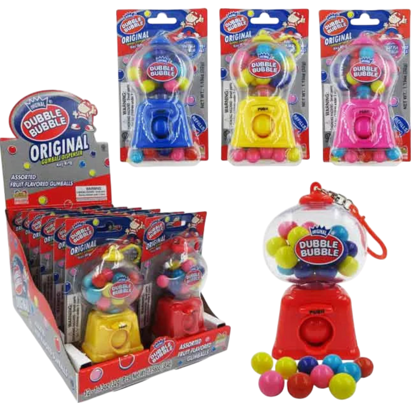 Dubble Bubble Keychain Gumball Dispenser 12 Count