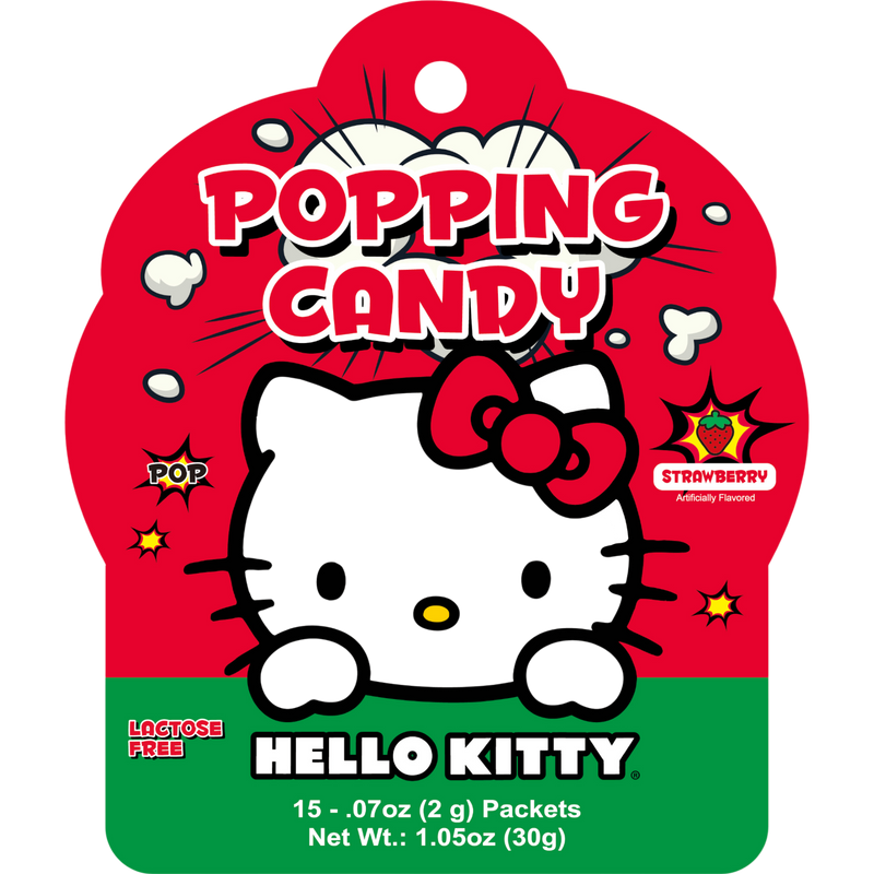 Sanrio Hello Kitty Strawberry Popping Candy 12 Count | Cow Crack Sanrio Hello Kitty Strawberry Popping Candy 12 Count | Cow Crack