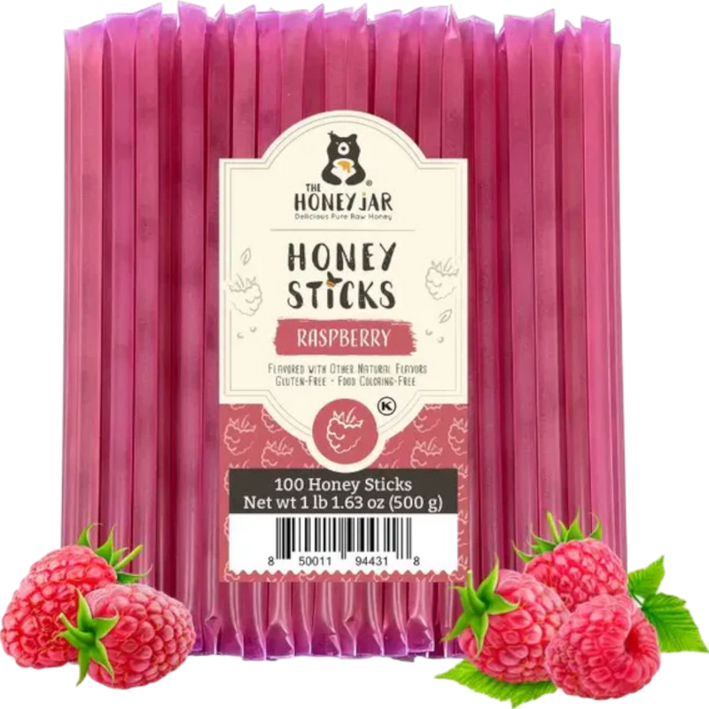 The Honey Jar Raspberry Honey Sticks 100 Count