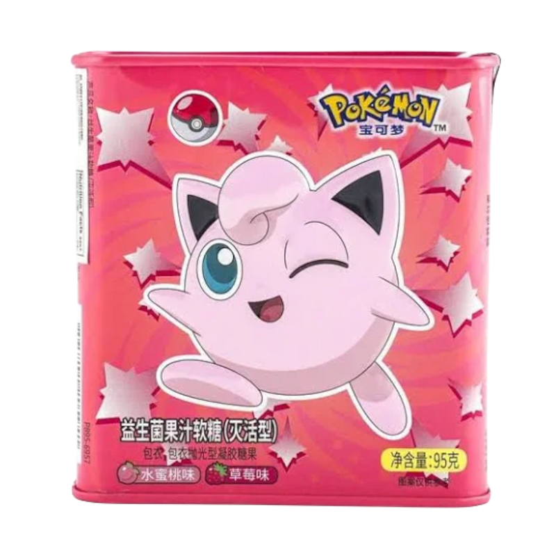 Pokemon Tin Soft Candy Strawberry & Peach 6 Count