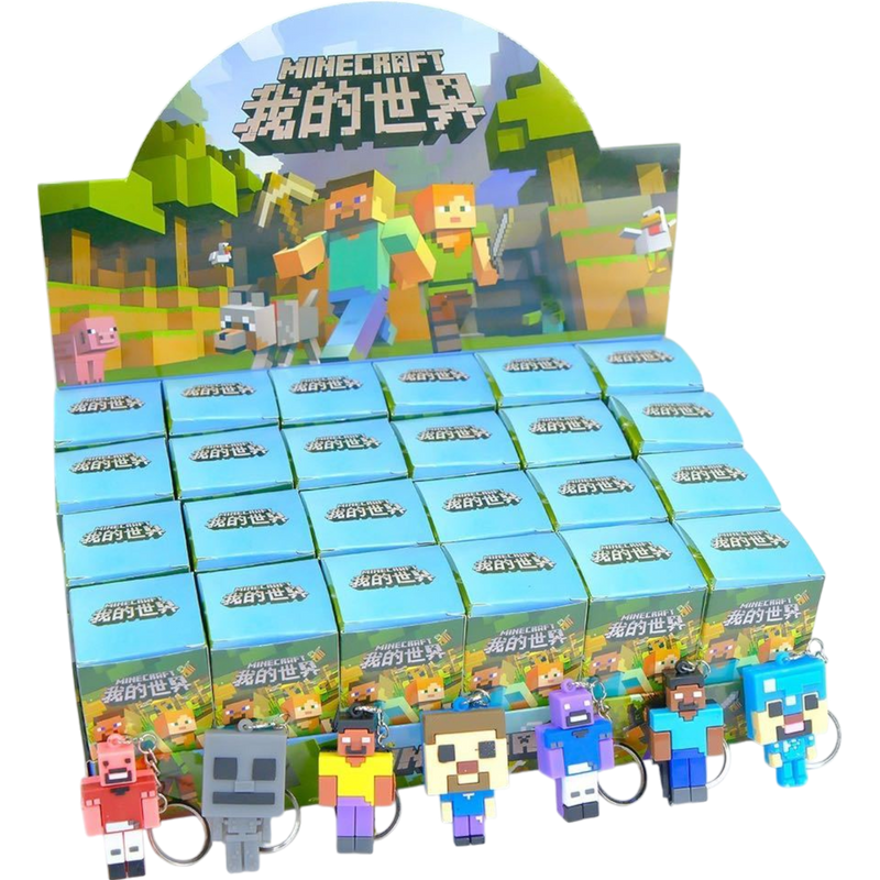 Minecraft Keychain Blind Box 24 Count Display