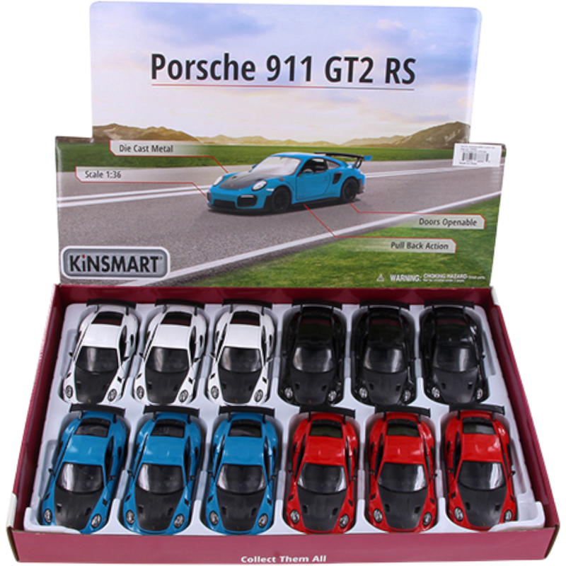 Kinsmart Porsche 911 GT2 RS Hard Top Diecast 1/36 Scale 12 Count