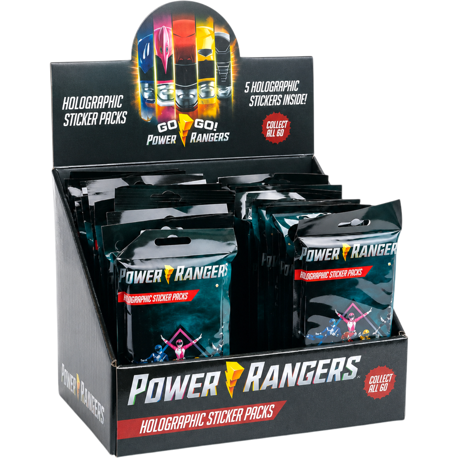 Power Rangers Holographic Sticker Pack 24 Count | Cow Crack Wholesale