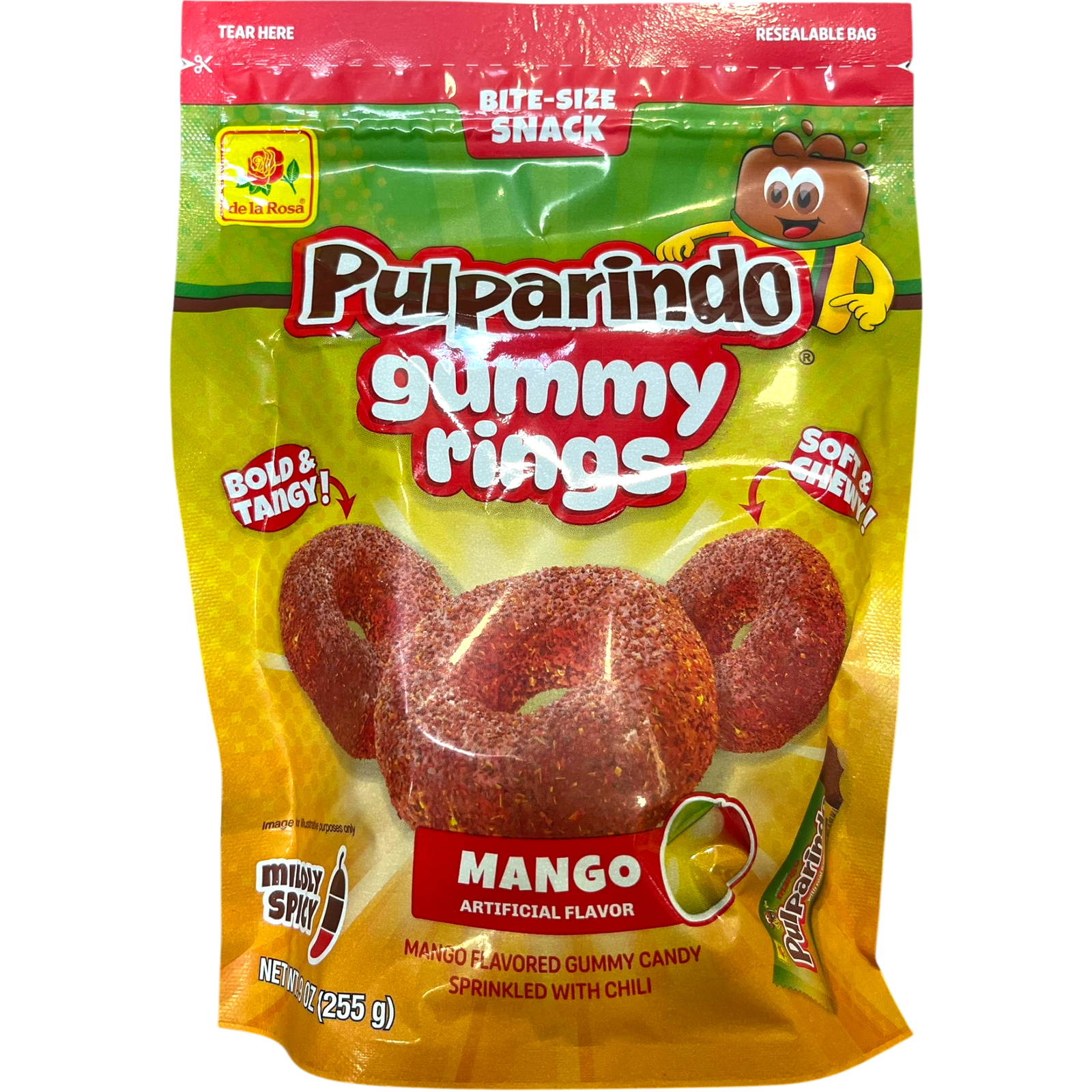 De La Rosa Pulparindo Gummy Rings Mango 12 Count | Cow Crack Wholesale