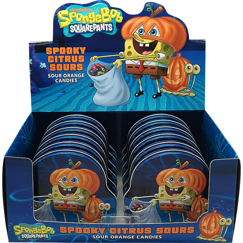 SpongeBob Spooky Citrus Orange Sours Tin 12 Count