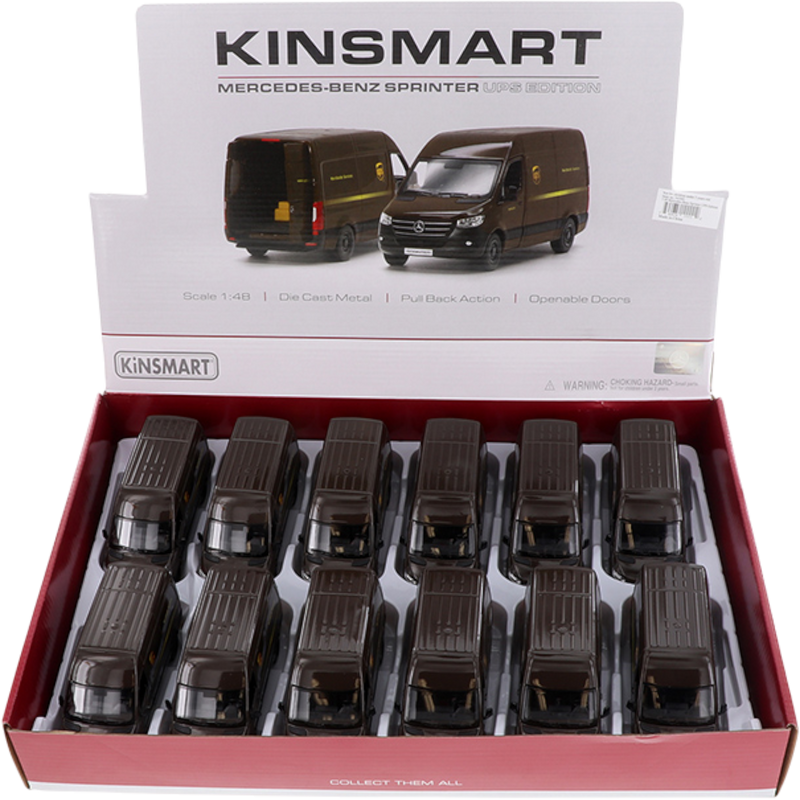 Kinsmart Mercedes-Benz Sprinter UPS Delivery Van Diecast 1/48 Scale 12 Count