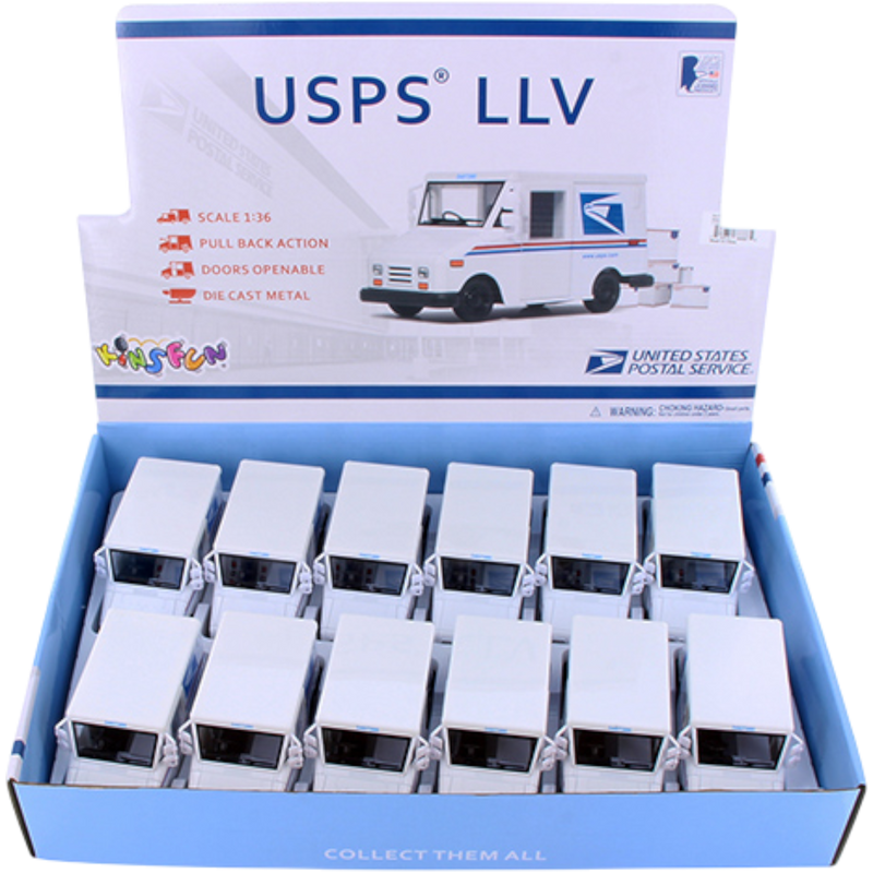 Kinsmart United States Postal Service (USPS)® Vehicle 1/34 Scale 12 Count
