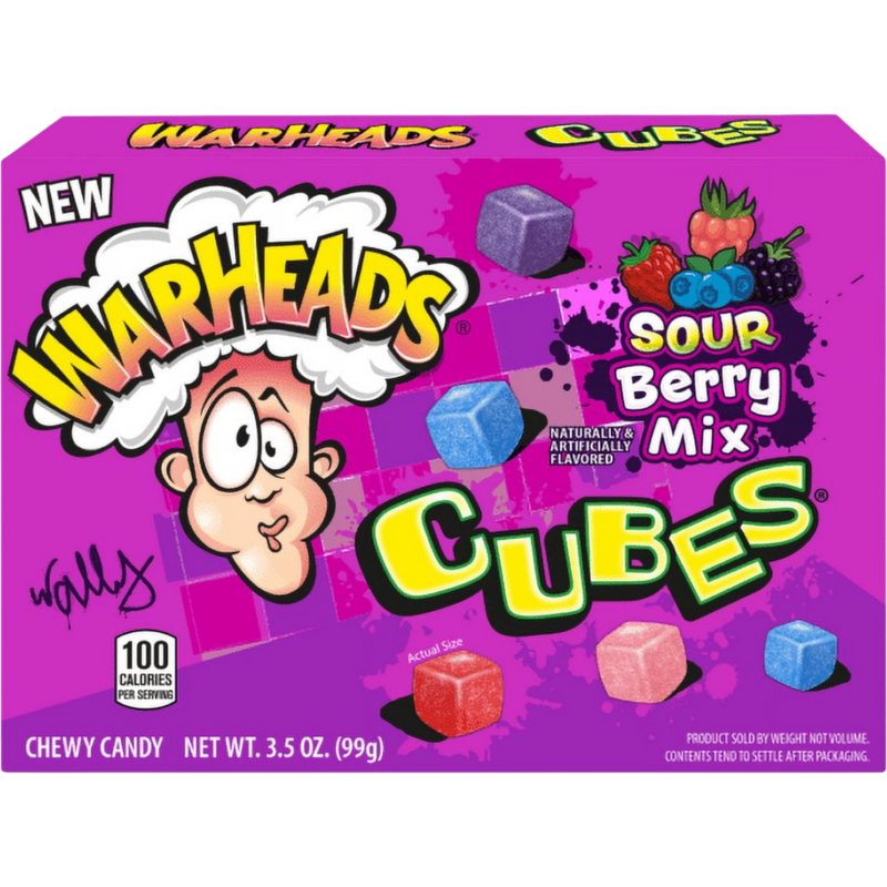 Warheads Chewy Cubes Sour Berry Mix Theater Box 12 Count