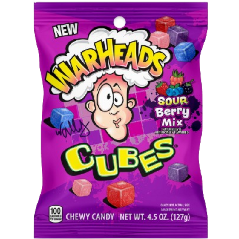 Warheads Chewy Cubes Sour Berry Mix 12 Count