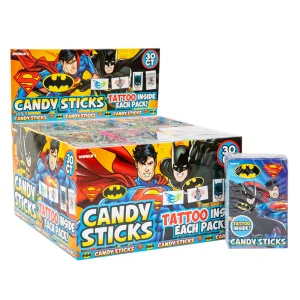 Batman & Superman Candy Sticks and tattoos 30CT