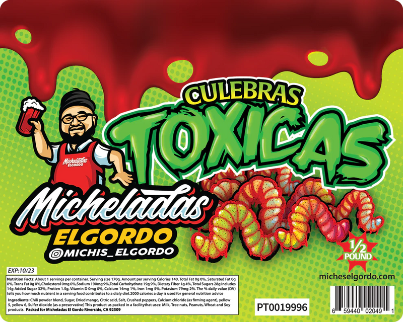 Micheladas El Gordo Toxicas Gummy Worms 8 OZ