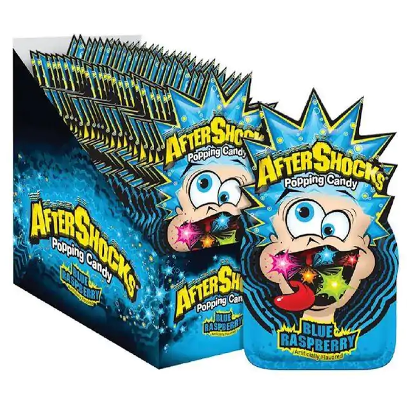 After Shocks Popping Blue Raspberry Candy 24 Count Display Box