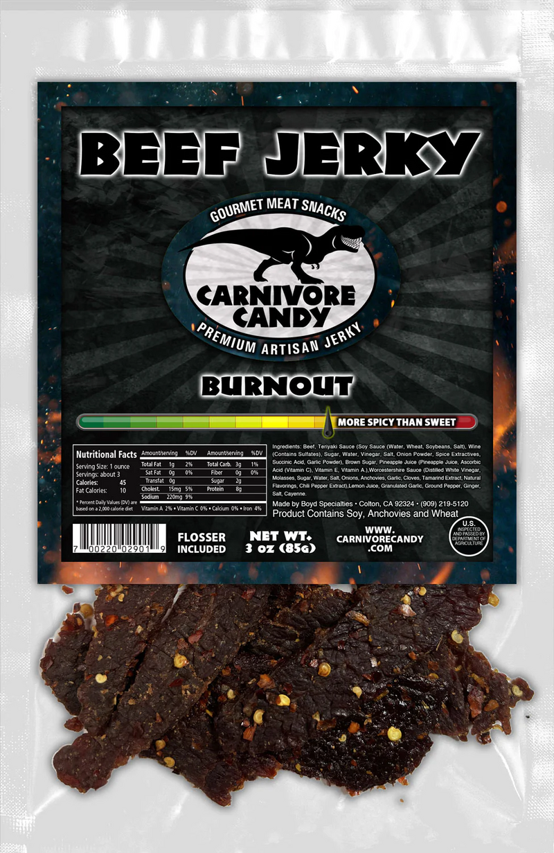 Carnivore Candy Burnout Beef Jerky 3 OZ