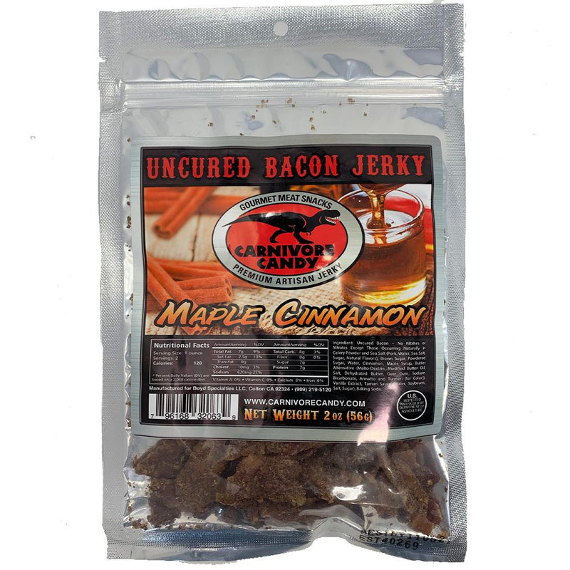 Carnivore Candy Maple Cinnamon Bacon Jerky 2 OZ