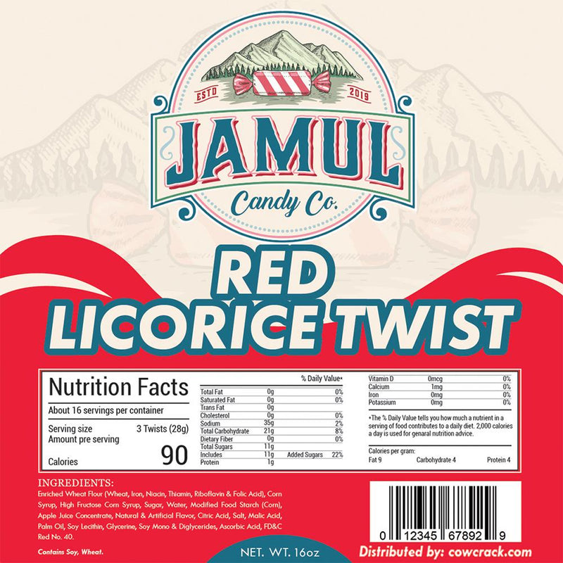 Jamul Candy Co. Red Licorice Twist - Cow Crack