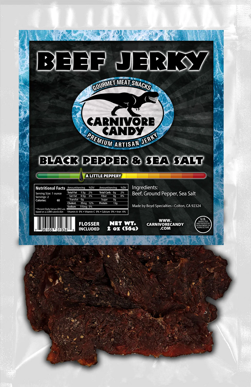 Carnivore Candy Sea Salt & Pepper Beef Jerky 3 OZ